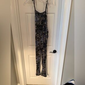 Elegant Women's Black and Blue Jumpsuit